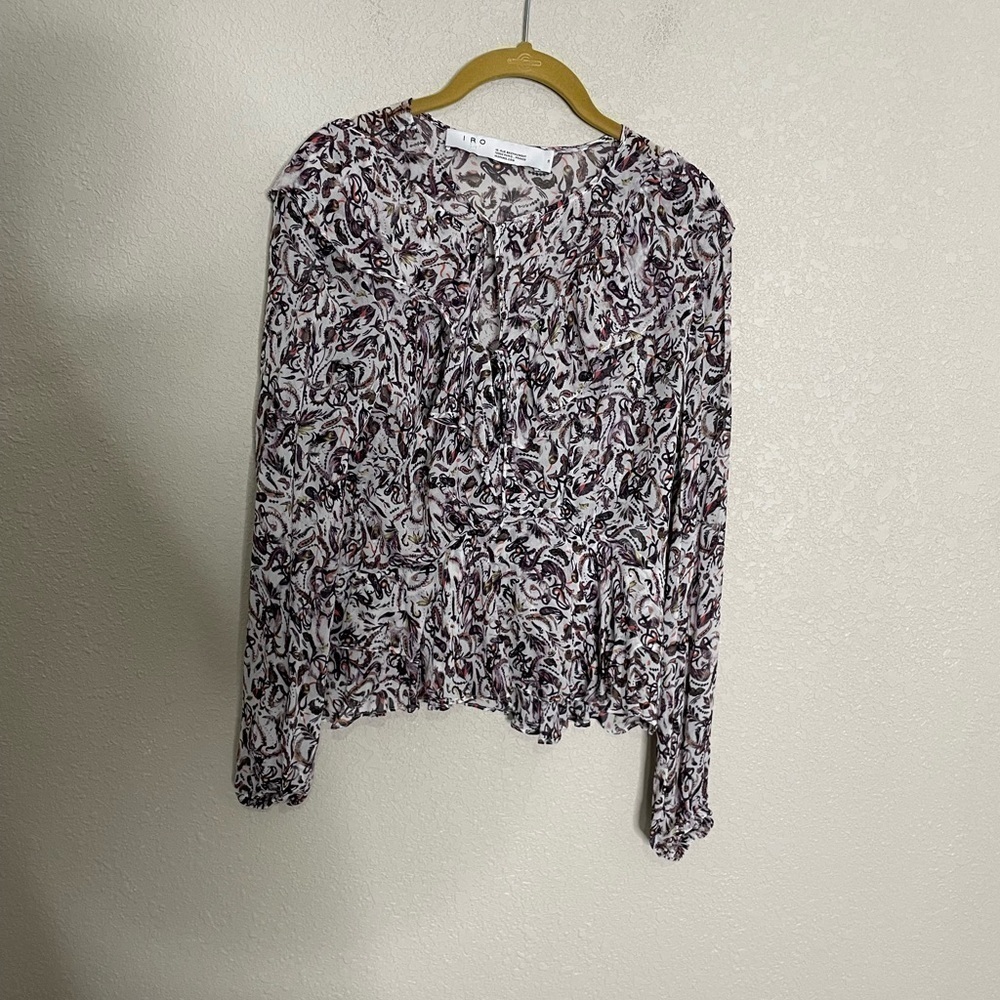 IRO Ruffle Paisley Blouse 36/Small - Picture 6 of 7